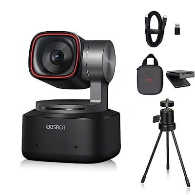 Imagen de OBSBOT Tiny 2 PTZ 4K Webcam de 1/1,5&quot; CMOS 4X, Enfoque más rápido, USB 3.0, transmisión Datos 10 Veces rápida, Control por Voz, con minitrípode Mesa