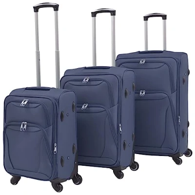 Imagen de vidaXL Juego de Maletas con Ruedas 3 Piezas Azul Mochila Equipaje Bolso Viaje