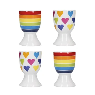 Imagen de KitchenCraft KCEGGRBOW4PC Juego de hueveras, Porcelana, Varios Colores
