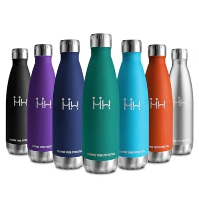 Imagen de Cantimplora Termica 500ml, Botella Agua Acero Inoxidable, Termo Reutilizable, sin BPA, a Prueba de Fugas, para Niños, Escuela, Gimnasio, Senderismo