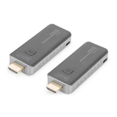 Imagen de DIGITUS DS 55319 Click &amp; Present Mini Sistema de presentación inalámbrico BYOD: portátil, Tableta, Smartphone No Requiere aplicación/Controlador True Plug Play Plata/Negro