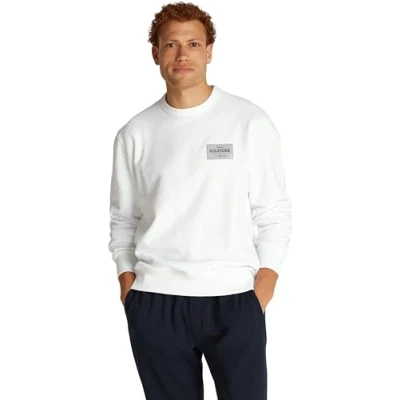 Imagen de Tommy Hilfiger Sudadera Hombre Monotype Label con cuello redondo, Blanco (White), L