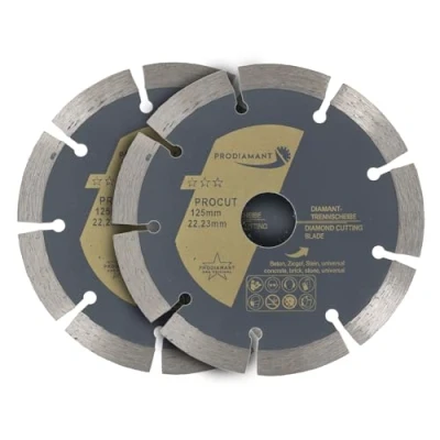 Imagen de PRODIAMANT juego de 2 discos diamantados universales 125 x 22,2 mm para hormigón, piedra, ladrillos Disco diamantado segmento 10