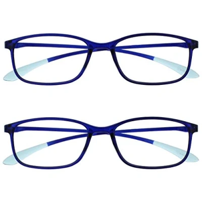 Imagen de OPULIZE Ice Gafas de Lectura Pack 2 Diseño Elegante Azul Puntas Claras Lentes Resistentes a Arañazos Montura Ultra Ligera para Usar sin Fatiga por Largos Periodos Unisex Hombre Mujer RR61 3 +2.00