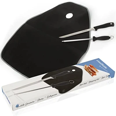 Imagen de Steelblade 050706 Cuchillo Jamonero + Chaira Cubre Jamón Set de Corte, Acero Inoxidable