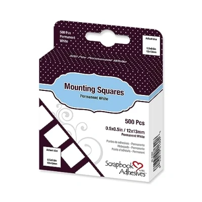 Imagen de Scrapbook Adhesives By 3L Cuadrados de Montaje Permanente para álbumes Recortes 3 L Mounting Squares, Rubber, White, 12 x 13mm, 500