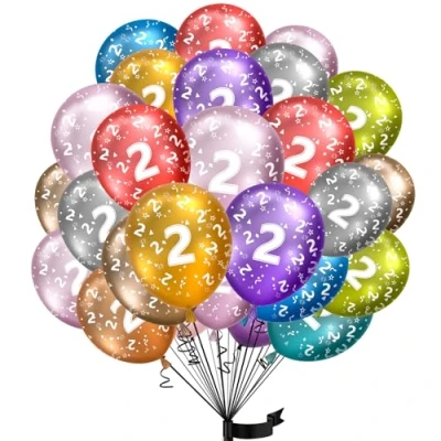 Imagen de Globos de 2 Cumpleaños,Globos Metálicos 15pcs,2 Años Helio látex 100% natural para Cumpleaños Infantiles y niñas