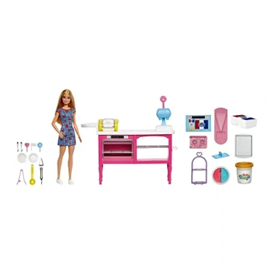 Imagen de Barbie Cosa de Dos Malibú con pastelería Muñeca Rubia Set Juego, Accesorios repostería y plastilina, Juguete Regalo +3 años (Mattel HJY19)