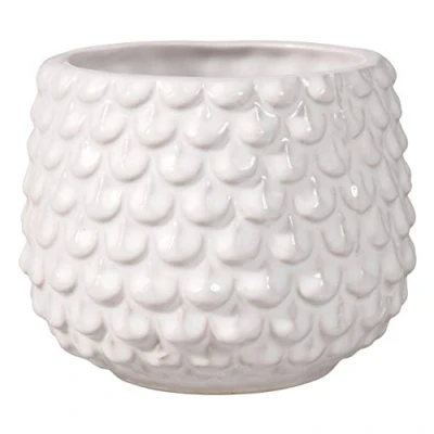 Imagen de BLOOMINGVILLE Maceta Pinecone Macetero Decorativo Redondo para Flores e Plantas Interiores S (9,5 cm ø), Blanco, Cerámica