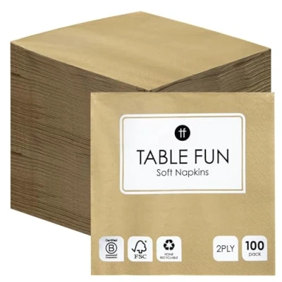 Imagen de Talking Tables 100 x Servilletas desechables de papel dorado suave, paquete a granel para fiestas cumpleaños, bodas, despedidas soltera, Navidad, fabricadas en la UE, 2 capas, 33 cm