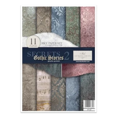 Imagen de ITD Collection Papel de arroz creativo A4 Decoupage Rice Paper Sheet 29,7 x 21 cm, técnica servilletas, multicolor (RP009 Secrets Gothic Stories 2 HS code 48021000)