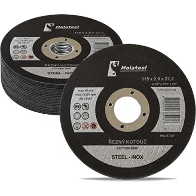 Imagen de Molatool Discos de corte estándar 115 x 2,0 22,2 mm, 20 unidades para metal, acero, acero inoxidable/acero inoxidable, paquete amoladora angular