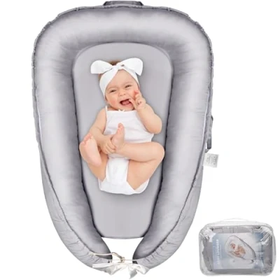 Imagen de Nido Bebe Recien Nacido,Reductor de Cuna 100% Algodón Plantilla Removible Bebés Capullo Colecho Viaje para Niños y Niñas