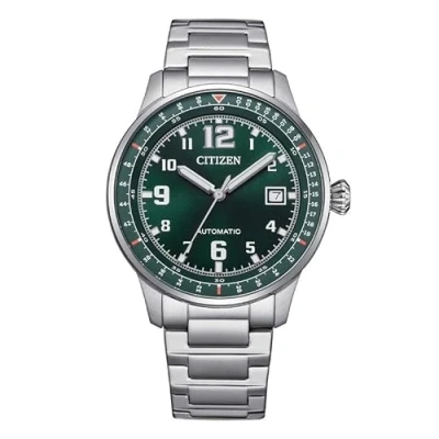 Imagen de Citizen EcoDrive Military men&#039;s watch only time green background NJ0190 51X steel case and bracelet