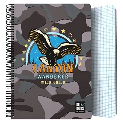 Imagen de Grafoplás Cuaderno Tapa Plastico 80 Hojas Cuadriculadas 4x4 90g Tamaño Folio Espiral Colección Diseño Bits&amp;Bobs Pop Up Design Stamps Certificado FSC