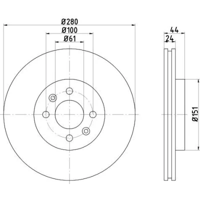 Imagen de TEXTAR 92113900 Disco de freno 280 24 04/06 100 ventilación externa sin perno sujeción rueda, buje rueda RENAULT: MEGANE 2, CLIO 2