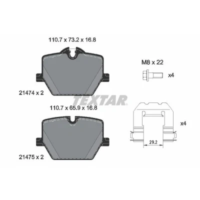 Imagen de TEXTAR 2147401 Juego de pastillas freno preparado para indicador desgaste con tornillos pinza accesorios BMW: 3 Berlina, Touring