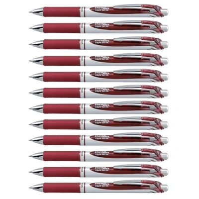 Imagen de Pentel EnerGel XM BL77 Bolígrafo de gel (12 unidades), color burdeos