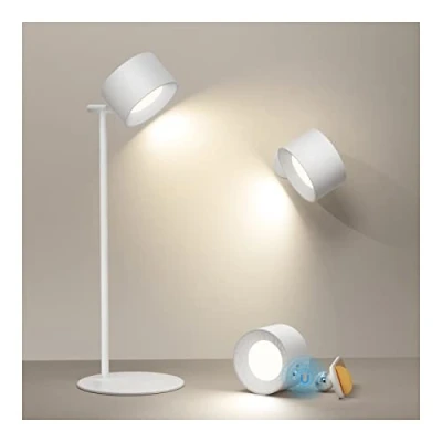 Imagen de Feallive Lámpara Escritorio LED, Lamparas de Mesita Noche con 3 Modos Color, Lampara Niveles Brillo, Control Tactil Recargable Luz Lectura Pared extraíble Blanco