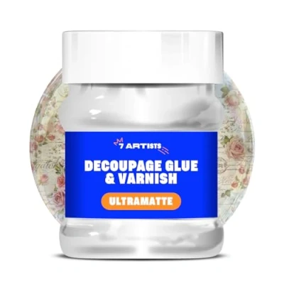 Imagen de 7 Artists Cola para Decoupage 230 ml Barniz Ultra Mate Vidrio Madera Pegamento Decopage Servilletas