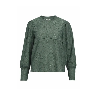 Imagen de Object Feodora LS Blusa, Mujer, Talla: XS, Dark forest