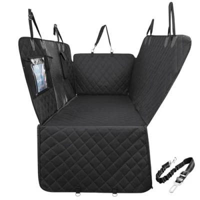 Imagen de Gimars Grueso Funda Asiento Coche para Perros 156 * 136 cm, Protector Trasero, Perro Impermeable y Antideslizante con Ventanas de Malla Camiones SUV