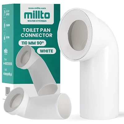 Imagen de Millto™ Codo de desagüe para inodoro, 110 mm, 90º, conexión el suelo del polipropileno, sistema desagüe, color blanco