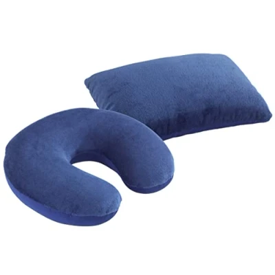 Imagen de Maximex 9939890500 Almohada de Viaje 2 en 1 con Cojín para El Cuello, Azul