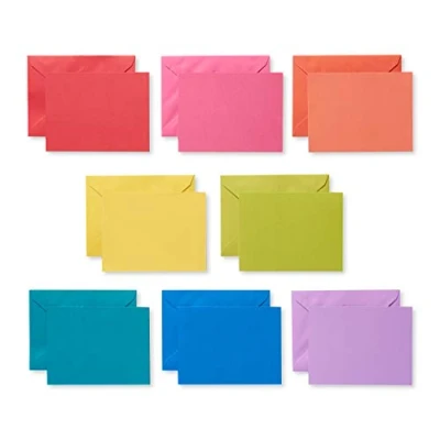 Imagen de UK Greetings Paquete múltiple de 200 tarjetas en blanco un solo panel para él/ella/amigo, diseños coloridos, perfectas manualidades, notas agradecimiento y al profesor