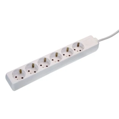 Imagen de as Schwabe 11611 Regleta de enchufes múltiples 6 vías Con protección contacto aumentada, blanco, 1,4m H05VV F 3G1,5, IP20 uso interior