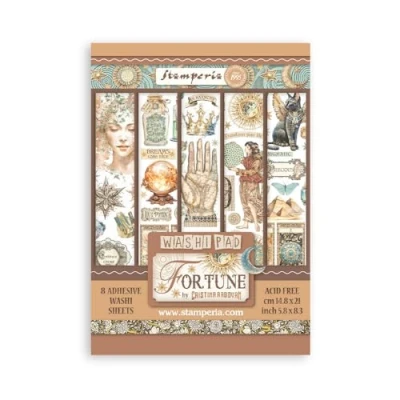 Imagen de Stamperia Washi Pad for Scrapbookums, Albums, Card Making, Bullet Journalling and More, Translucent Easy to Cut, Acid Free, Perfect Hobbies, Crafts, Gifting (Fortune) (A5) (8 hojas)