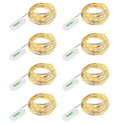 Imagen de LEDGLE 8 PCS Cadenas de Luces, 3.9ft/1.2m 24 Leds Luces Decorativas Blanco Cálido con Pilas LED Garlands