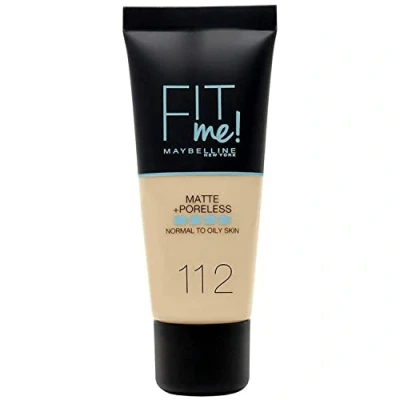 Imagen de Maybelline New York, Base de Maquillaje que Calca a tu Tono Fit me! Mate y Afinaporos, Color: 112 Soft Beige