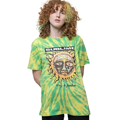 Imagen de Sublime Camiseta 40Oz to Freedom Band Logo Nuevo Oficial Unisex Dip Dye verde, XL