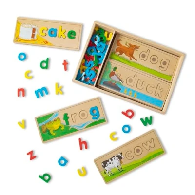 Imagen de Melissa &amp; Doug Juguete educativo de madera para aprender: ingles, Montessori, deletrear en Regalo: niños y niñas 3 4 5 6 7 8 años
