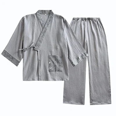 Imagen de un brand Traje de Pijama algodón Gasa Doble Kimono japonés para Hombre, Ropa Zen Talla Grande, taoísta (Talla XL, A4)