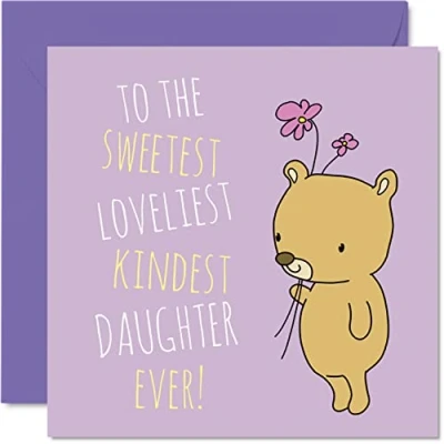 Imagen de Stuff4 Tarjetas de cumpleaños para hija Sweetest Loveliest Kindest Daughter Ever Tarjeta feliz padres regalos 145 mm x mm, regalo