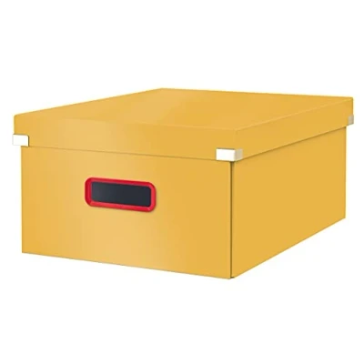 Imagen de Leitz Caja de Almacenaje Grande Click &amp; Store, Archivadora Plegable Tamaño A3 con Tapa, Cartón Duro Primera Calidad para tu Hogar y Oficina, Gama Cosy, Amarillo Cálido, 53490019