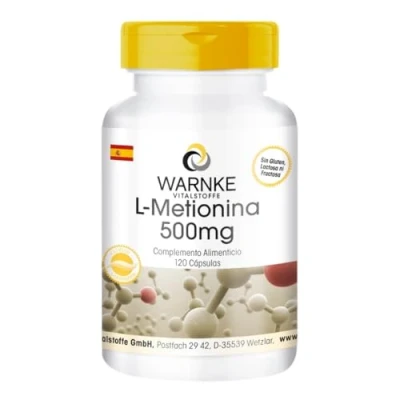 Imagen de L Metionina 500mg Aminoácido esencial 120 cápsulas Warnke Vitalstoffe Calidad de farmacia alemana