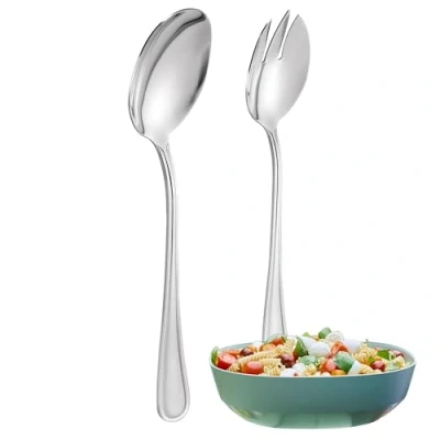 Imagen de FAMILY 1 Set Cubiertos Ensalada Acero Inoxidable Diseño Línea, Elegancia y Funcionalidad para Cada Ocasión, de Alta Gama Hogar Restaurante, 21.3x4.5CM