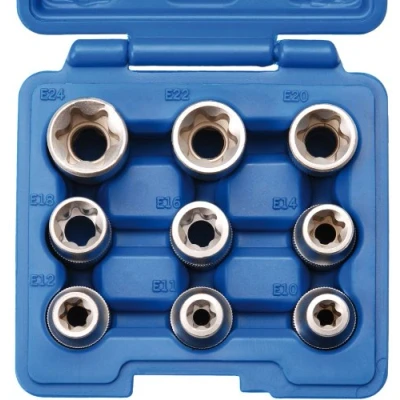 Imagen de SW Stahl 04435L Juego de tubos 9 Torx exterior, Perfil en E Acero cromo vanadio 1/2 cuadrado