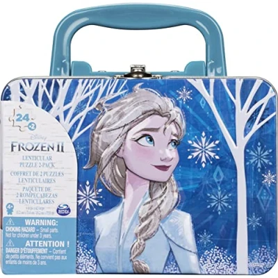 Imagen de Spin Master Games 2 im Tragekoffer Tin with Handle Disney Frozen maletín de Transporte (2 Puzzles con Mango), Color no se Puede aplicar. (6052989)
