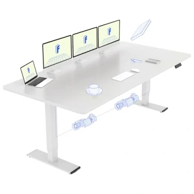 Imagen de FLEXISPOT Escritorio Elevable Eléctrico Mesa Regulable en Altura 200x80 cm con 2 Potentes Motores Estable de pie Función Memoria(Blanco+Blanco)