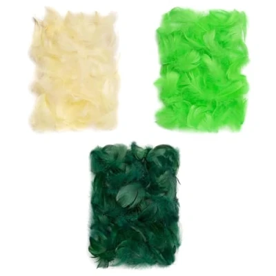 Imagen de Netuno 450 plumas decorativas color crudo verde oscuro 30 g naturales para manualidades decoración Pascua Navidad figura decorativa