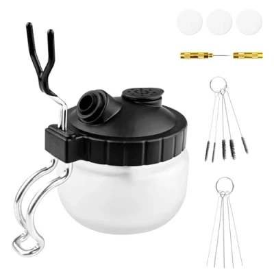 Imagen de Labmilon Bote de Limpieza Aerógrafo, Kit Aerografo, Olla Limpiador Aerógrafo con Soporte, 5 Cepillos Limpieza, Agujas 1 Rasqueta