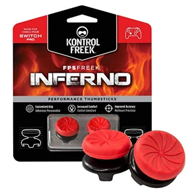 Imagen de KontrolFreek FPS Freek Inferno para Nintendo Switch Pro Performance Thumbsticks 2 Alturas elevadas, convexo Rojo.