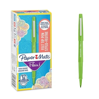 Imagen de Paper Mate Flair Rotulador, punta mediana de 0.7 mm, caja 12, color verde lime