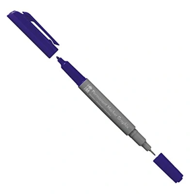Imagen de Marabu 01470003055 Rotulador permanente Graphix en azul ultramarino oscuro, con doble punta de 1 2 mm y 0,5 mm, colores brillantes, secado rápido, tinta a base alcohol, bajo olor e impermeable