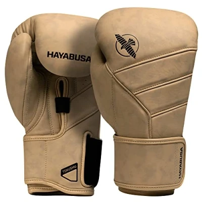 Imagen de Hayabusa T3 LX Guantes de Boxeo Cuero para Hombres y Mujeres Entrenamiento Sparring con Bolsa Pesada Trabajo Manoplas Bronceado, 16 oz