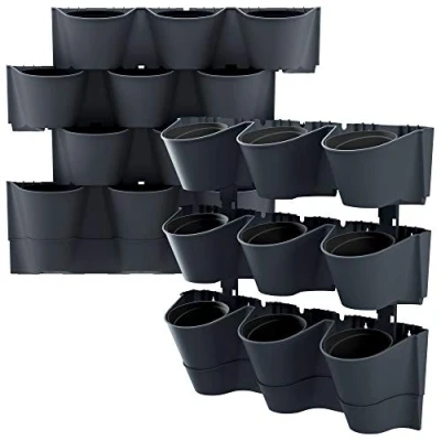 Imagen de Macetero vertical Prosperplast Cascade Wall de plastico en color antracita 67 (largo) x 17,7 (ancho) 57 (alto) cm